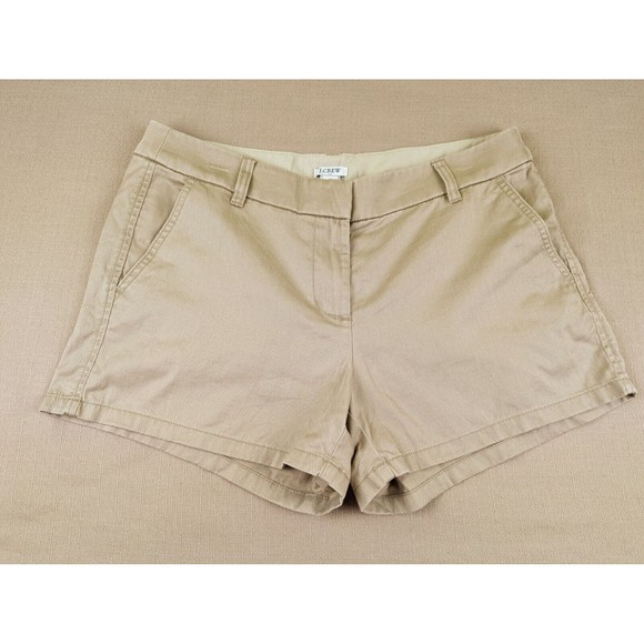 J. Crew Women's 8 Beige Tan Khaki Chino 100% Cotton Shorts 3.5" Inseam Mid Rise - Picture 3 of 11